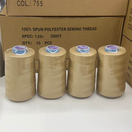 4x Overlocking 5000 Yards Thread Cones 120s Spun Polyester - Gold