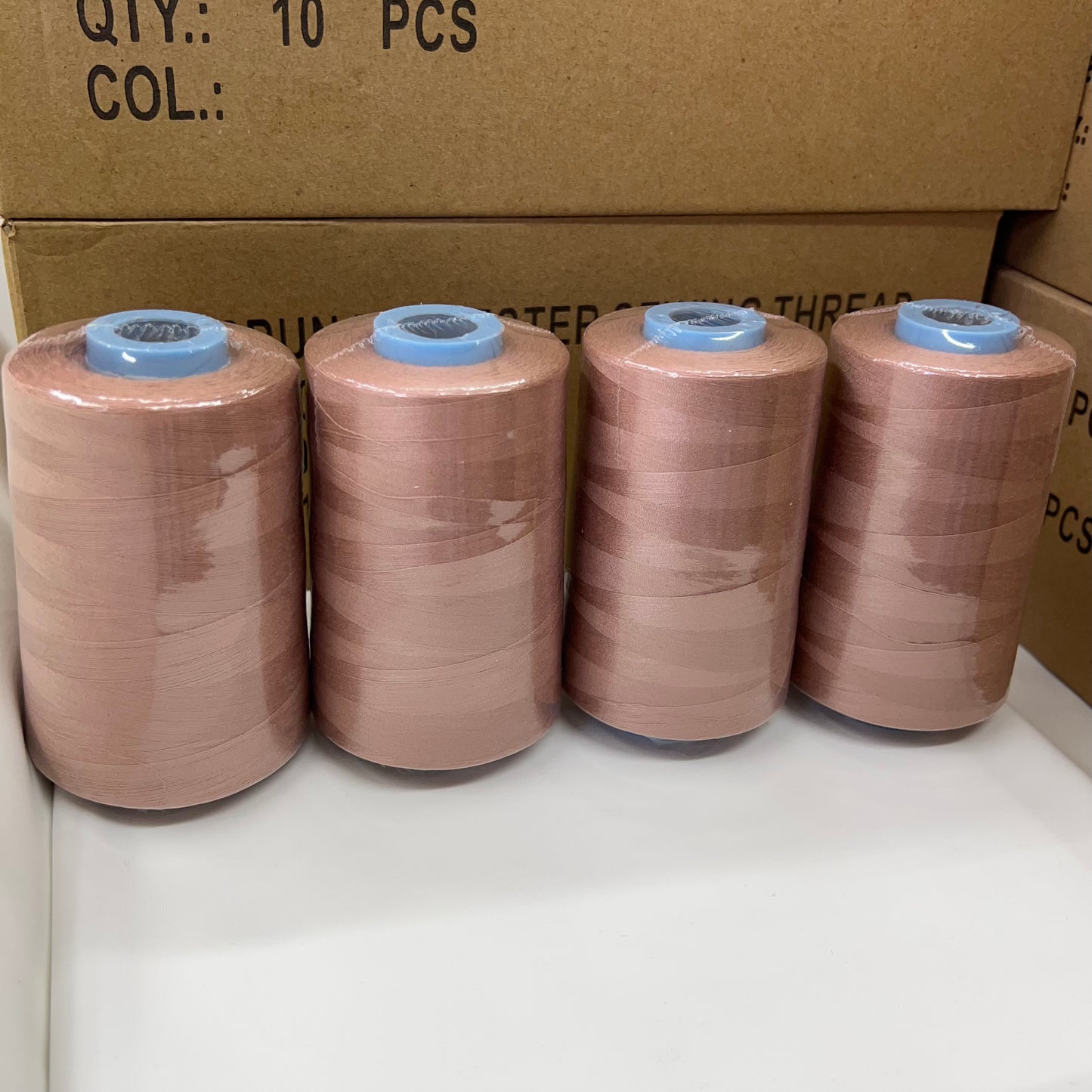 4x Overlocking 5000 Yards Thread Cones 120s Spun Polyester - Dusky Pink