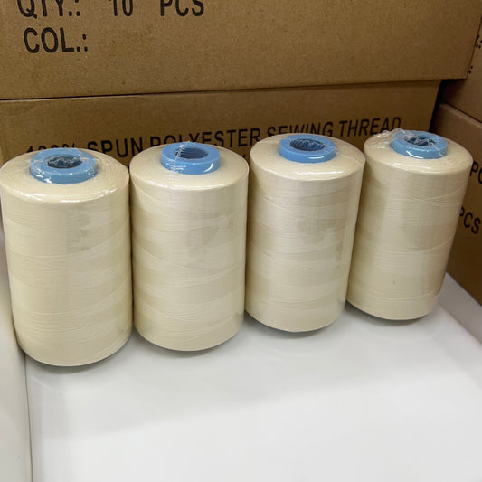 4x Overlocking 5000 Yards Thread Cones 120s Spun Polyester - Cream