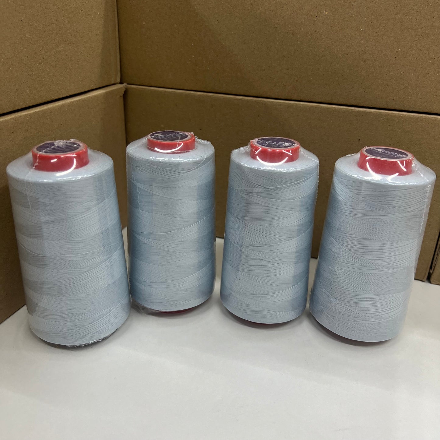 4x Overlocking 5000 Yards Thread Cones 120s Spun Polyester - Light Blue