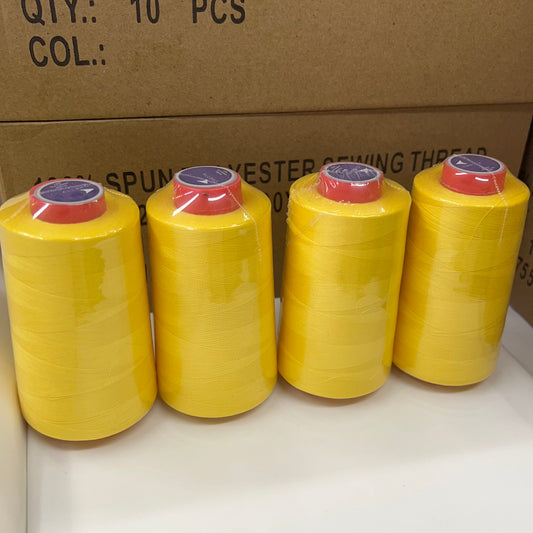 4x Overlocking 5000 Yards Thread Cones 120s Spun Polyester - Yellow