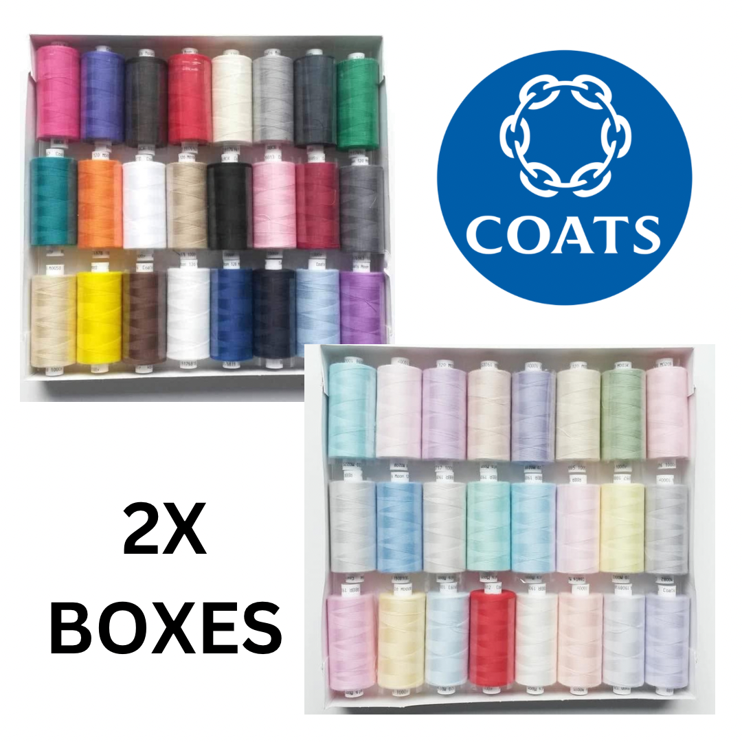 48x Coats Moon Threads 1000 Yards - Assorted Pastel & Normal Overlocking & General Sewing