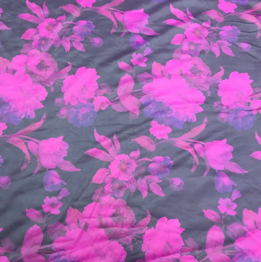 Sateen Satin Fabric (58 Inches) - Floral Print Per Metre