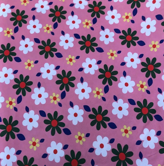 Textured Liverpool Crepe Scuba Jersey Stretch Fabric (58 Inches) - Pink Floral Per Metre