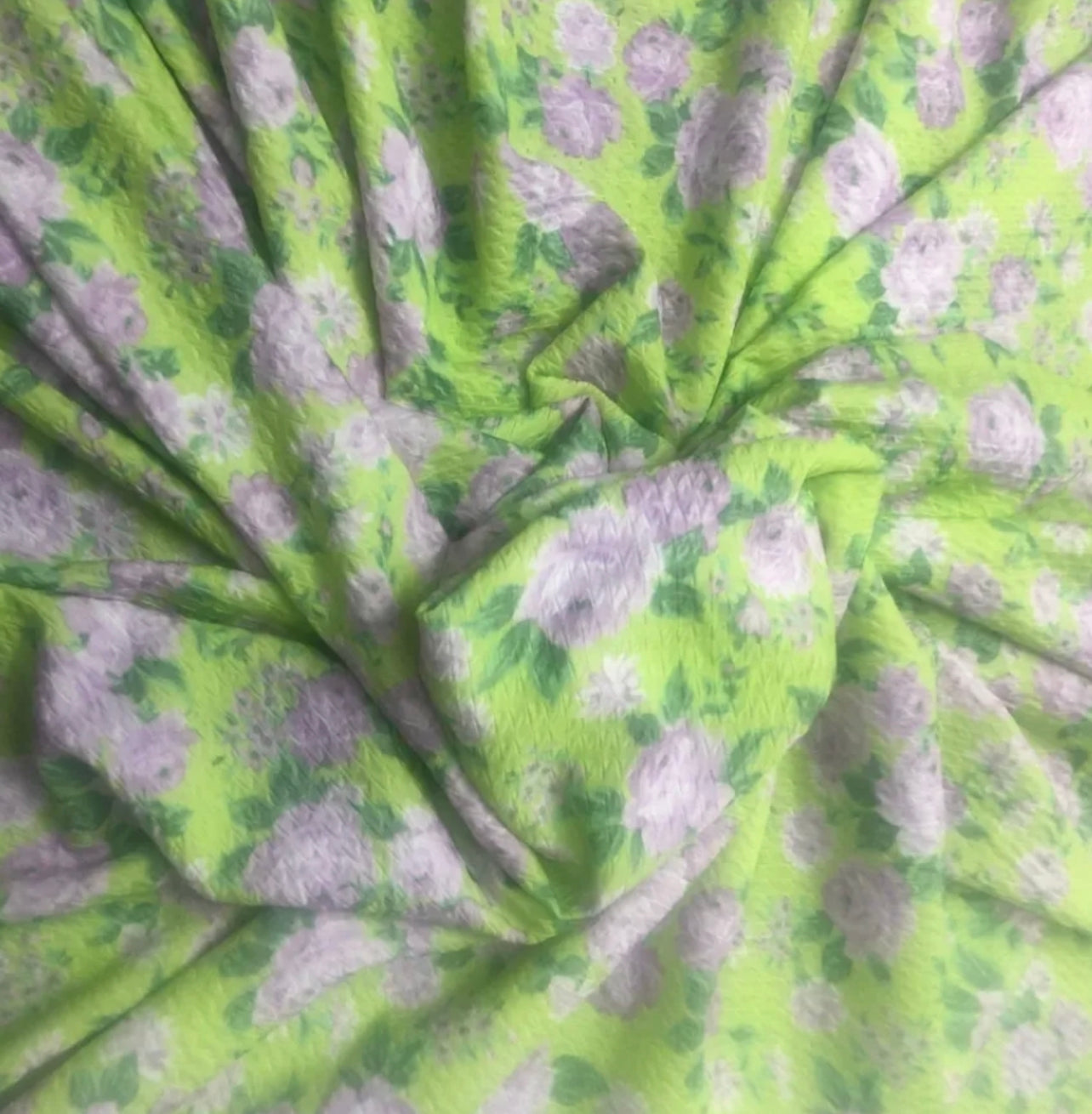 Jacquard Jersey Fabric (58 Inches) - Green Floral Per Metre