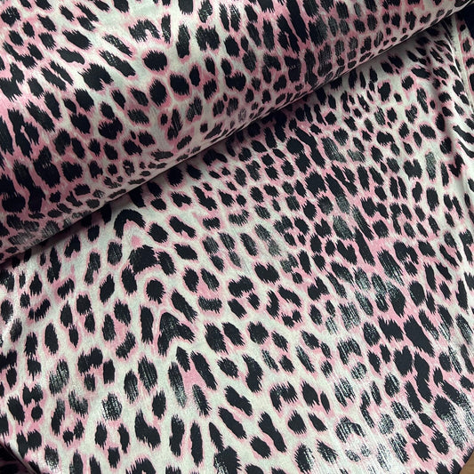 Satin Fabric (58 Inches) - Animals Pink Print Per Metre