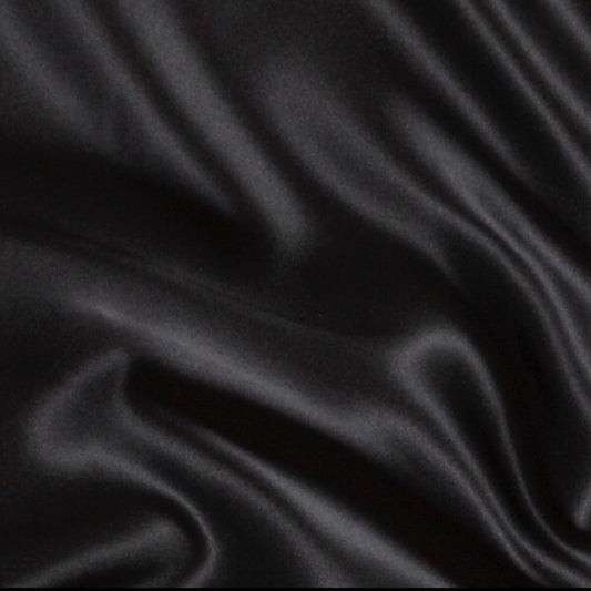 Satin (Crepe Backed) Fabric (58 Inches) - Black Plain Per Metre