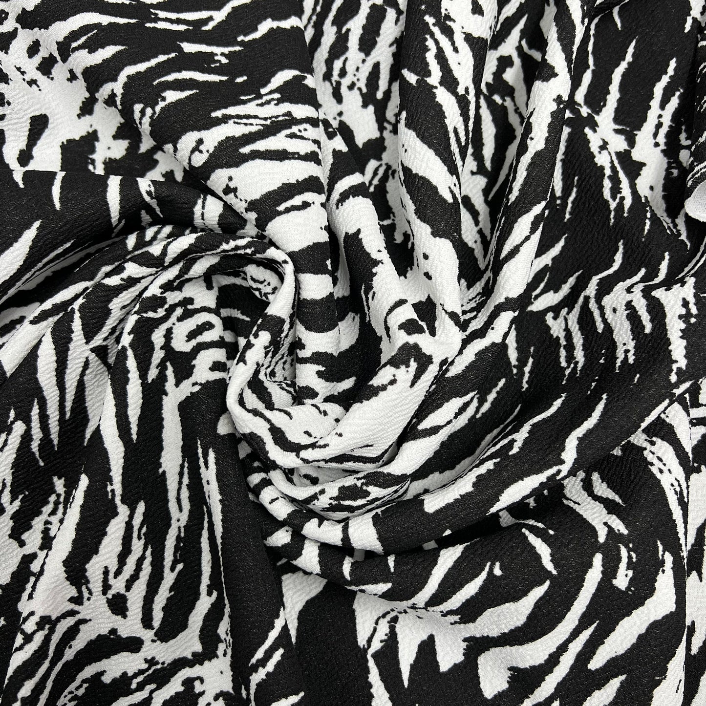 Textured Liverpool Crepe Scuba Jersey Stretch Fabric (58 Inches) - Zebra Print Per Metre