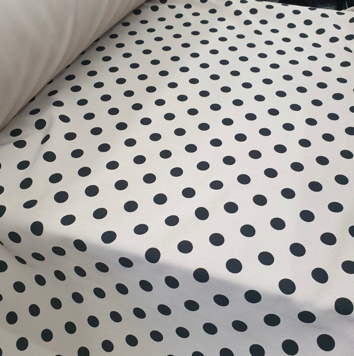 Scuba Crepe Stretch Jersey Fabric (58 Inches) - Polka Dot (Putty Stone) Per Metre