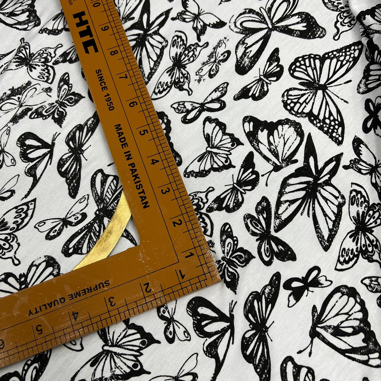 Viscose Lycra Jersey Stretch Fabric (58 Inches) - White Butterfly Print Per Metre