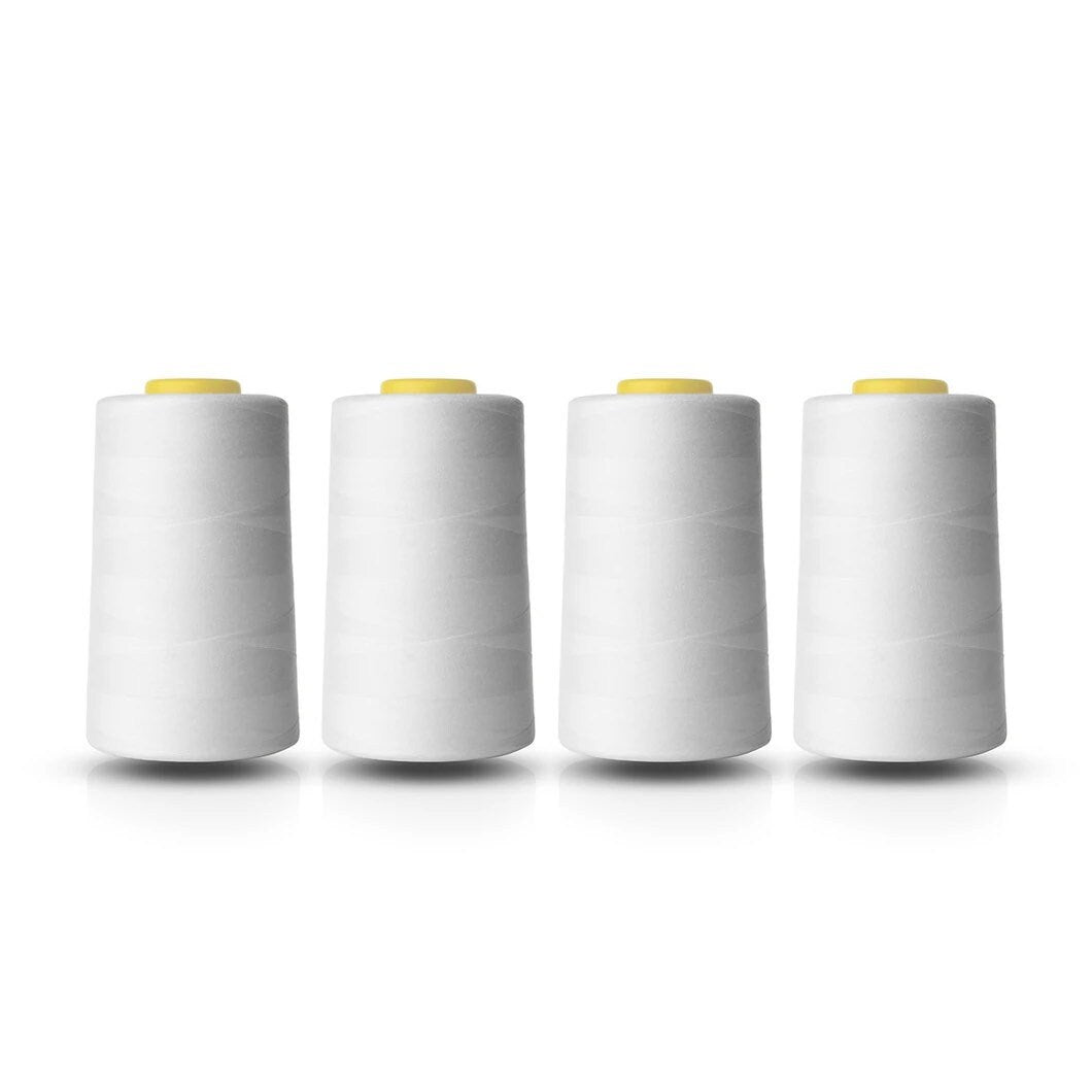 4x Overlocking 5000 Yards Thread Cones 120s Spun Polyester - White