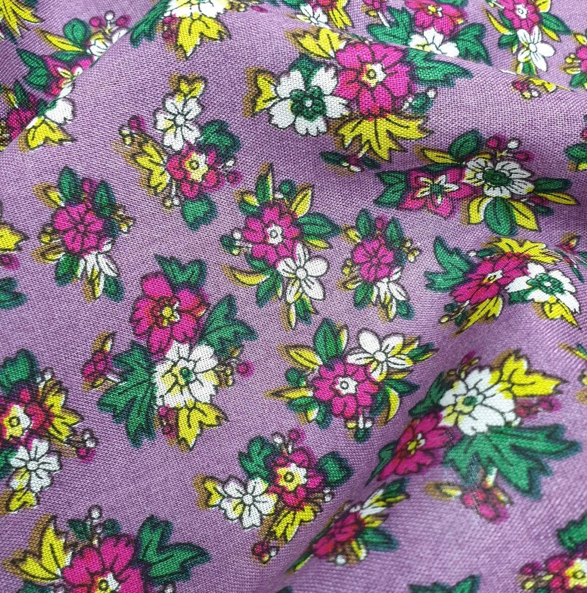 Soft Cotton Viscose Fabric (58 Inches) - Lilac Floral Print Per Metre