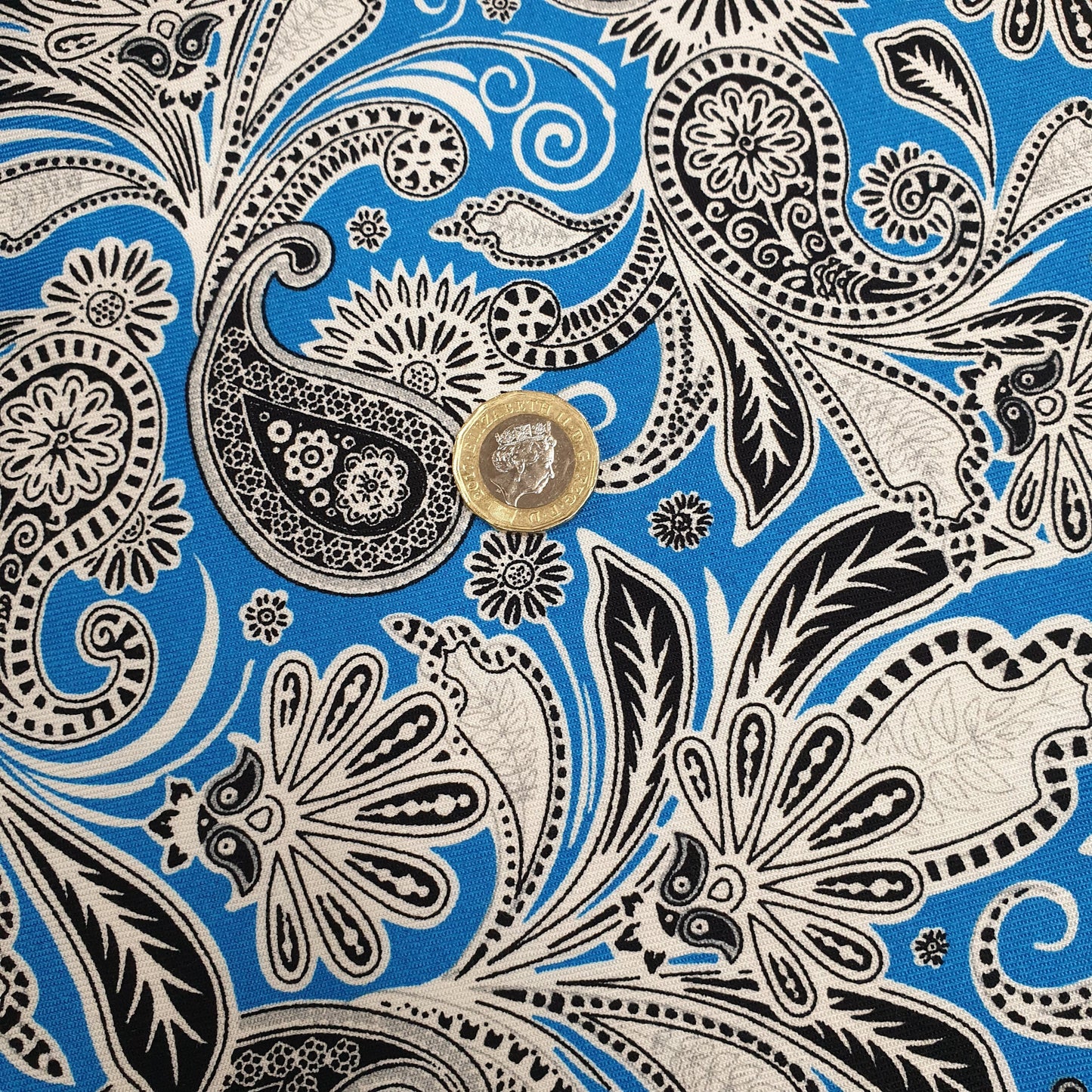 Marina Fabric (58 Inches) - Paisley Print Blue Per Metre