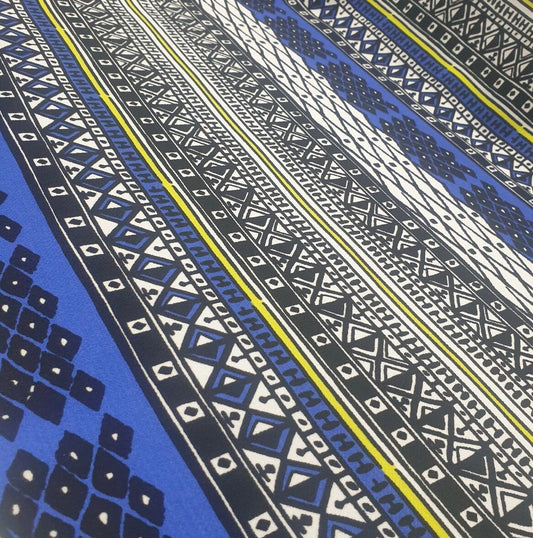 Heavy Weight Moss Crepe Fabric (58 Inches) - Blue Print Per Metre