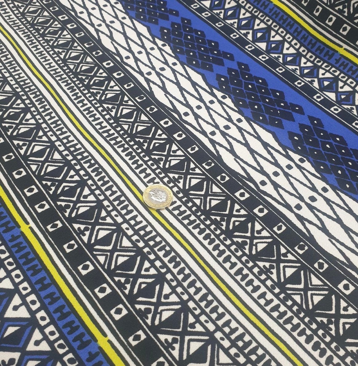 Heavy Weight Moss Crepe Fabric (58 Inches) - Blue Print Per Metre