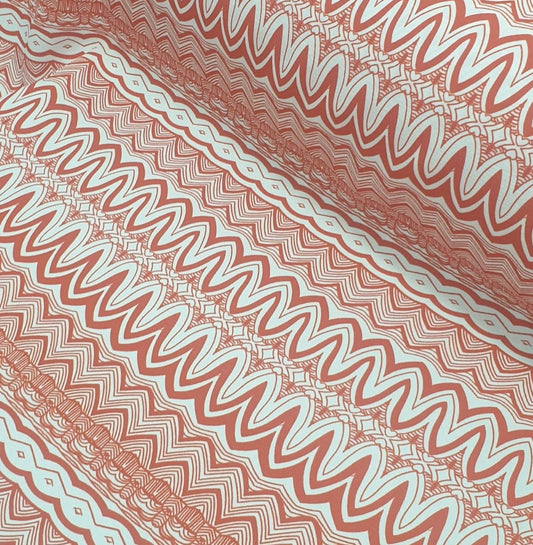 Heavy Weight Moss Crepe Fabric (58 Inches) - Red ZigZag Print Per Metre