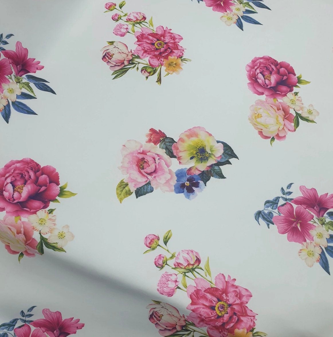 Scuba Stretch Jersey Fabric (58 Inches) - White Floral Per Metre