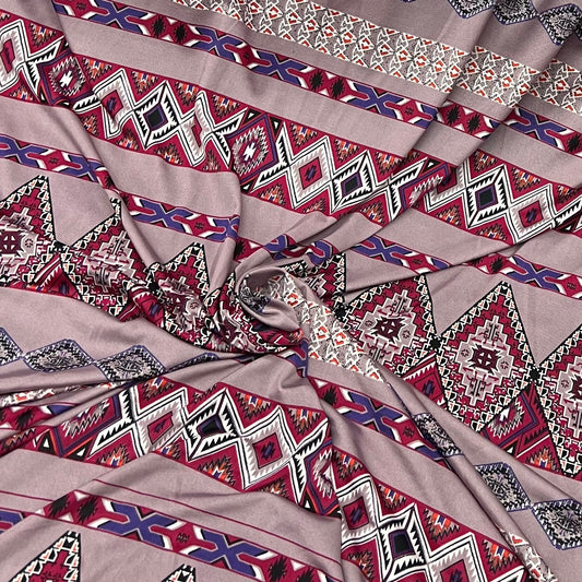 Soft Touch Spandex Stretchy Single Jersey Fabric (58 Inches) - Aztec Per Metre