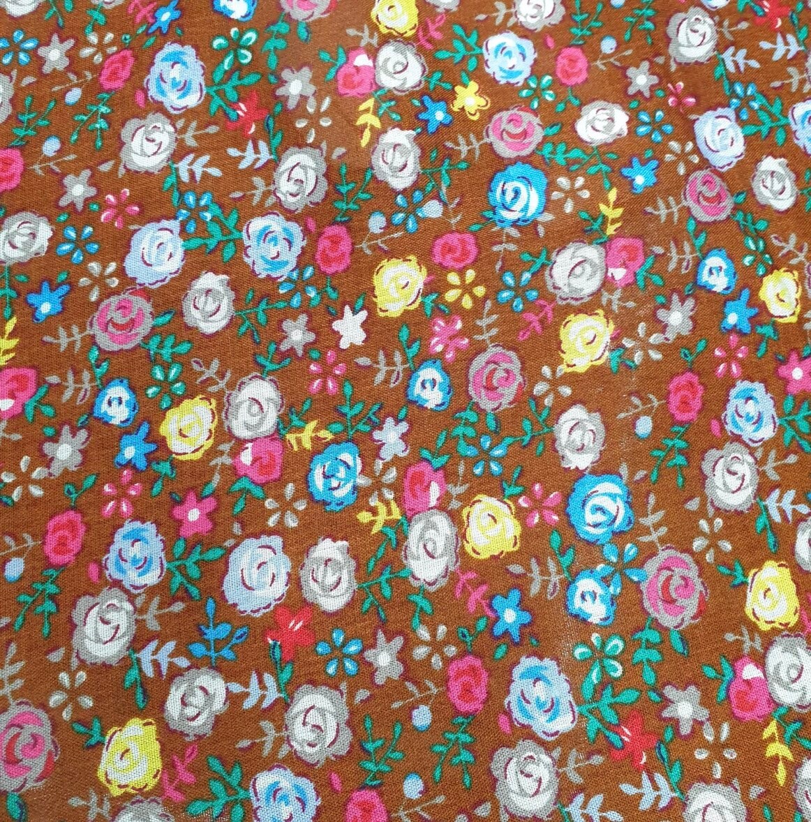 Soft Cotton Viscose Fabric (58 Inches) - Floral Brown Print Per Metre