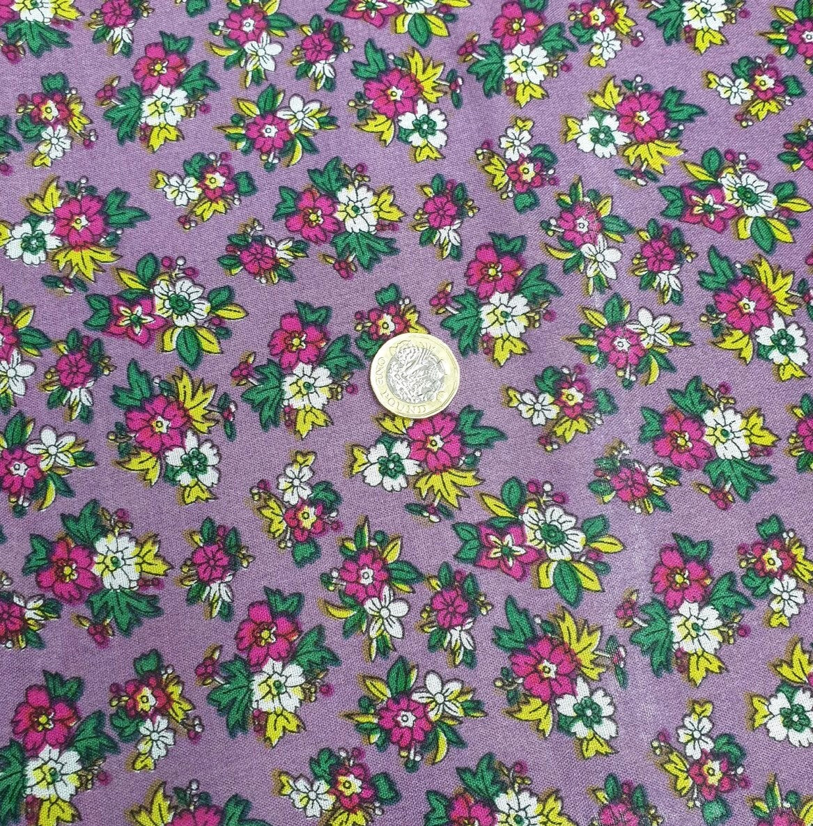 Soft Cotton Viscose Fabric (58 Inches) - Lilac Floral Print Per Metre