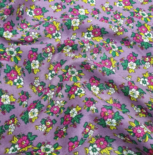 Soft Cotton Viscose Fabric (58 Inches) - Lilac Floral Print Per Metre