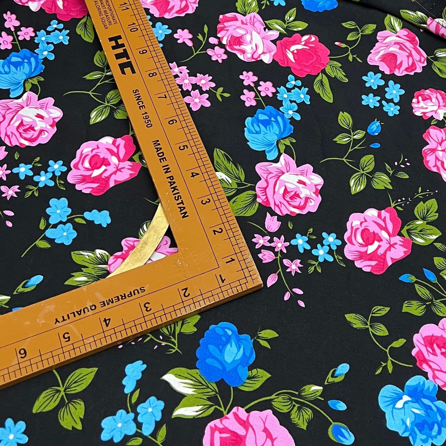 Soft Cotton Viscose Fabric (58 Inches) - Floral Print Black Blue Green Pink Per Metre