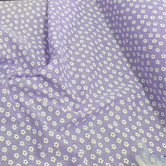 Poly Cotton Floral Fabric (45 Inches) - Lilac Purple Per Metre