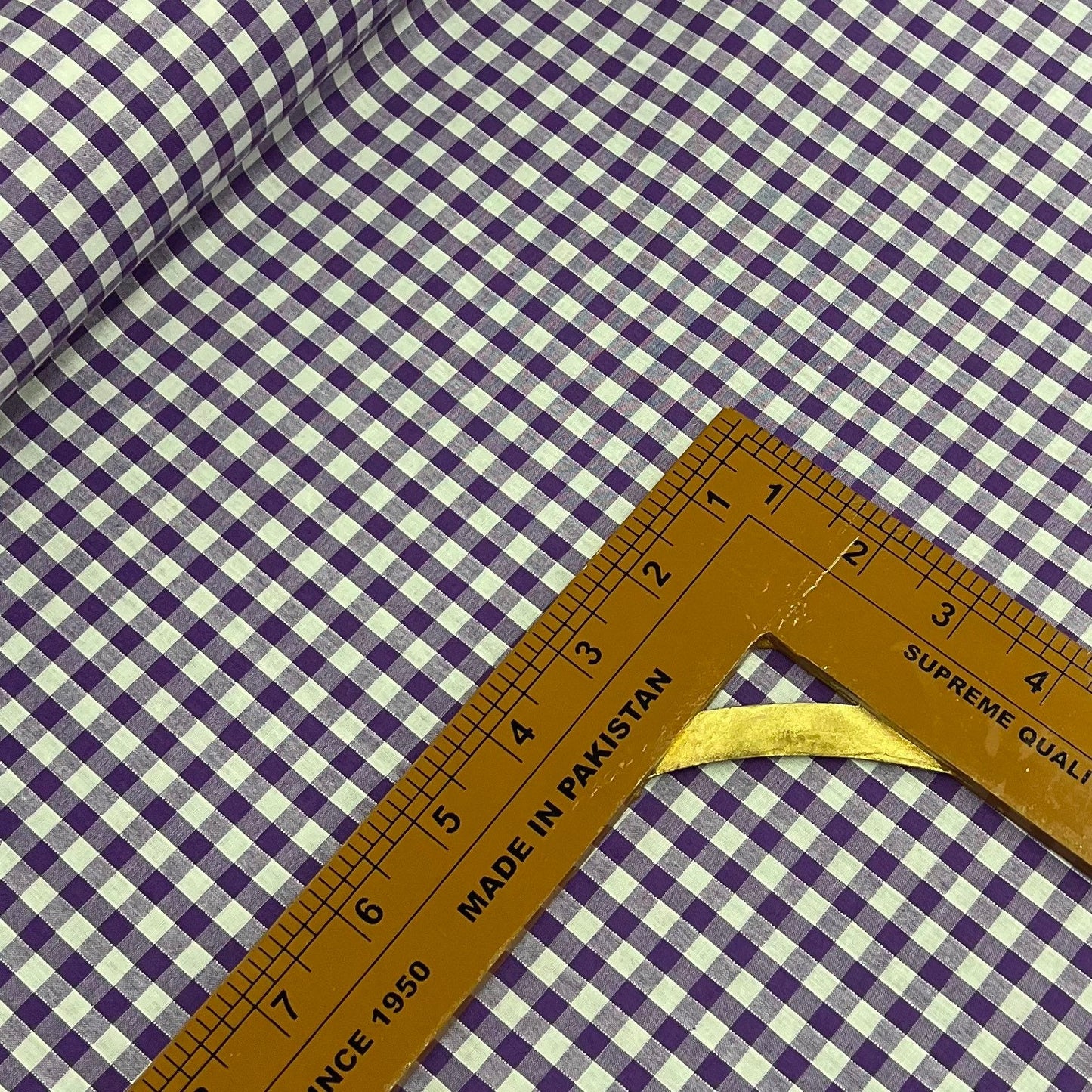 Poly Cotton Check Fabric (45 Inches) - Purple Per Metre