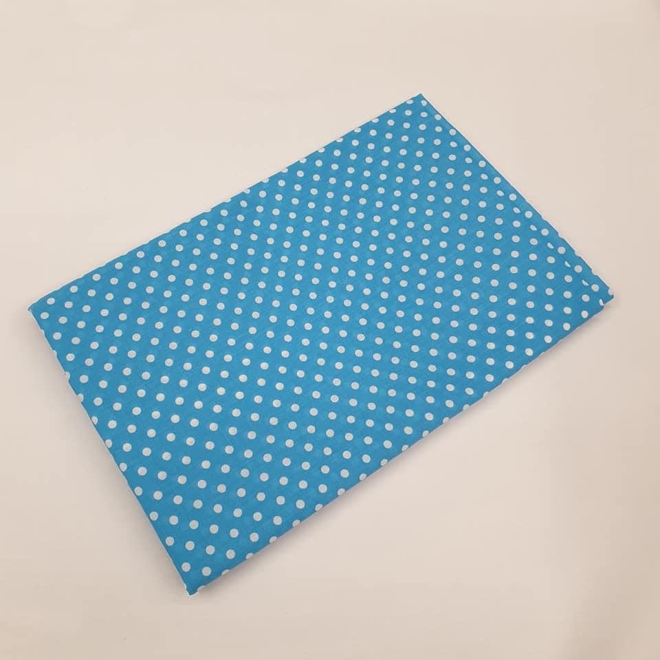 Poly Cotton Polka Dot Fabric (45 Inches) - Light Blue Per Metre