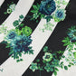 Spun Poly Polyester Soft Handled Jersey Fabric (58 Inches) - Black White Floral Stripe Per Metre