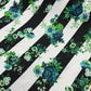 Spun Poly Polyester Soft Handled Jersey Fabric (58 Inches) - Black White Floral Stripe Per Metre