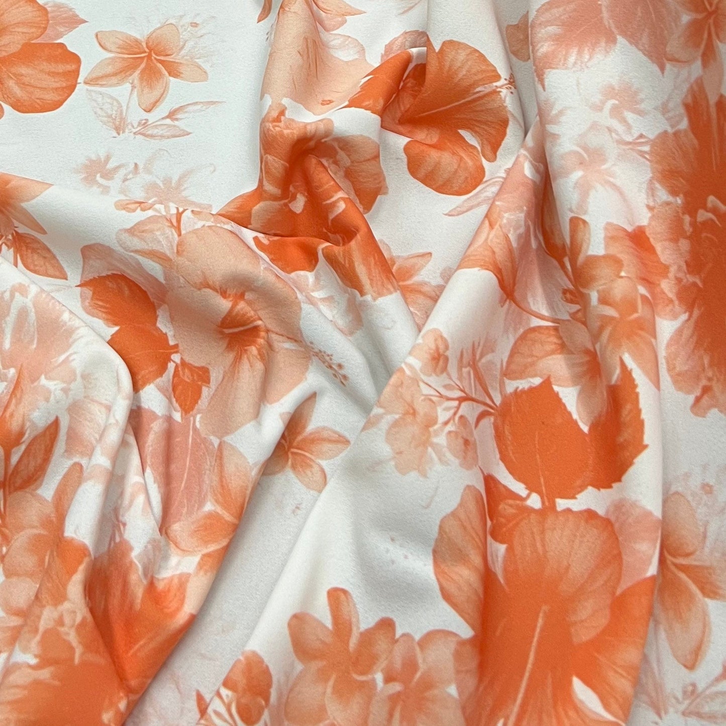 Scuba Crepe Stretch Jersey Fabric (58 Inches) - Floral White Per Metre