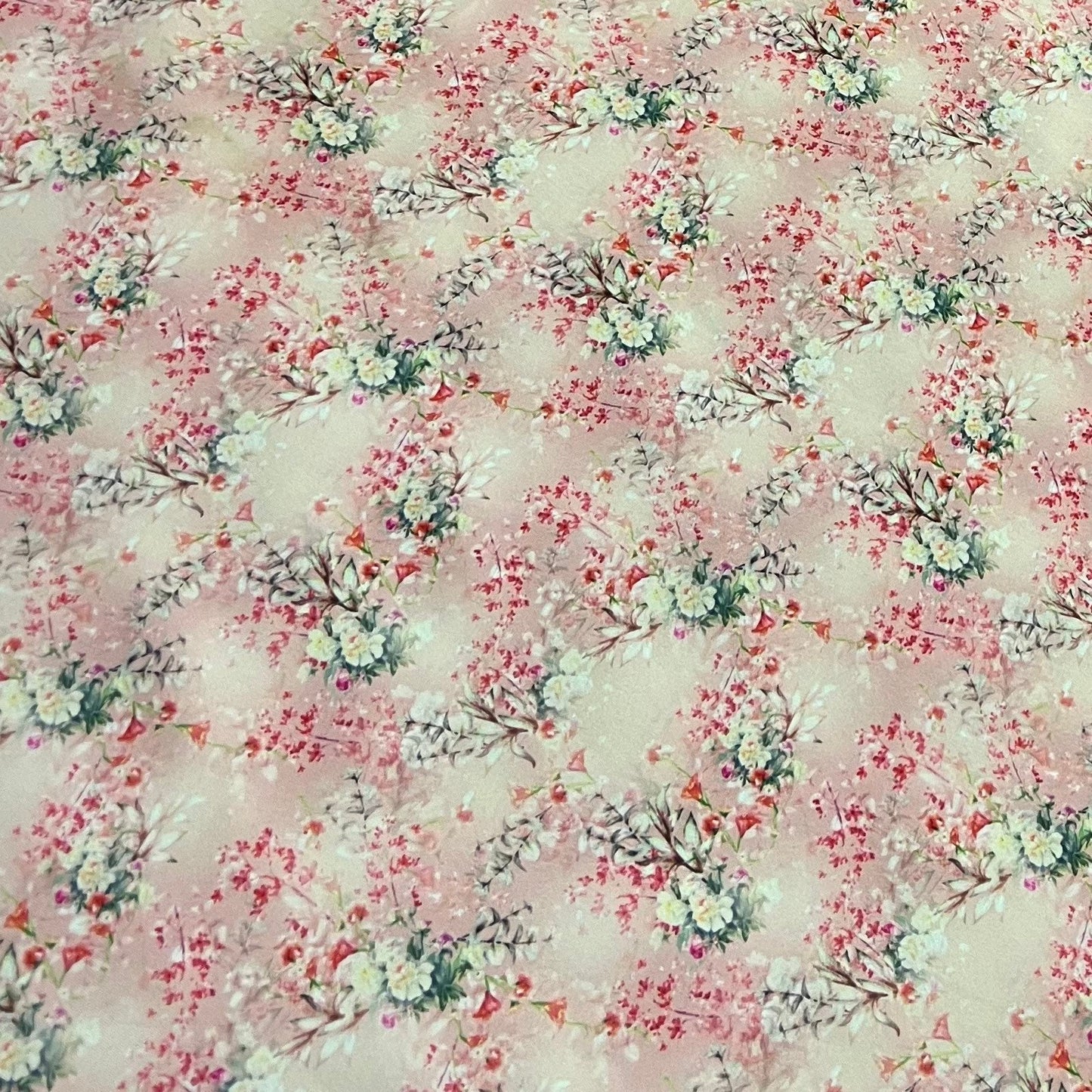 Scuba Stretch Jersey Fabric (58 Inches) - Floral Pink Per Metre