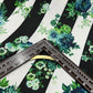 Spun Poly Polyester Soft Handled Jersey Fabric (58 Inches) - Black White Floral Stripe Per Metre
