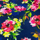 Rib Stretchy Jersey Fabric (58 Inches) - Blue Pink Floral Per Metre