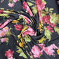 Spun Poly Polyester Soft Handled Jersey Fabric (58 Inches) - Black Floral Per Metre