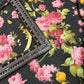 Spun Poly Polyester Soft Handled Jersey Fabric (58 Inches) - Black Floral Per Metre