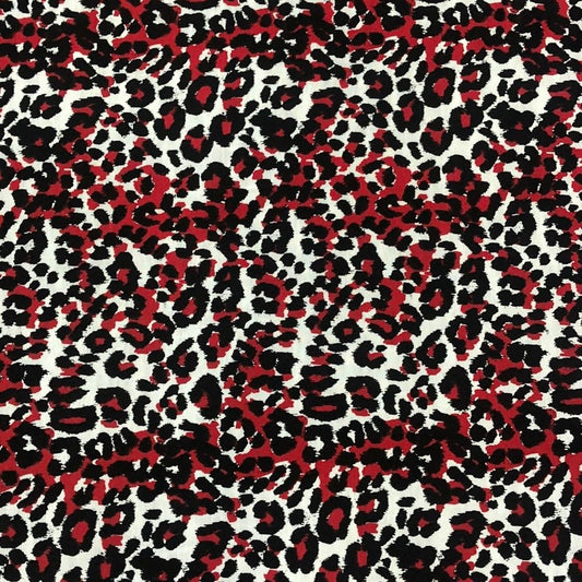 Spun Poly Polyester Soft Handled Jersey Fabric (58 Inches) - Animal Red Black White Per Metre