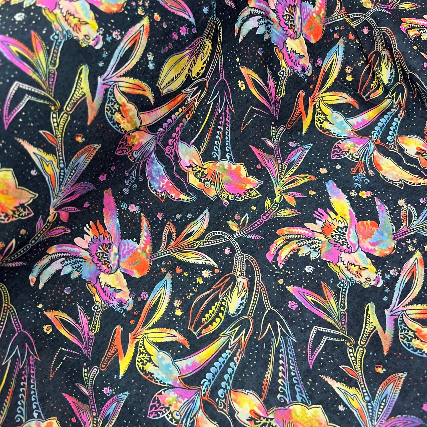 Peach Skin Fabric (58 Inches) - Floral Print Multi Colour Per Metre