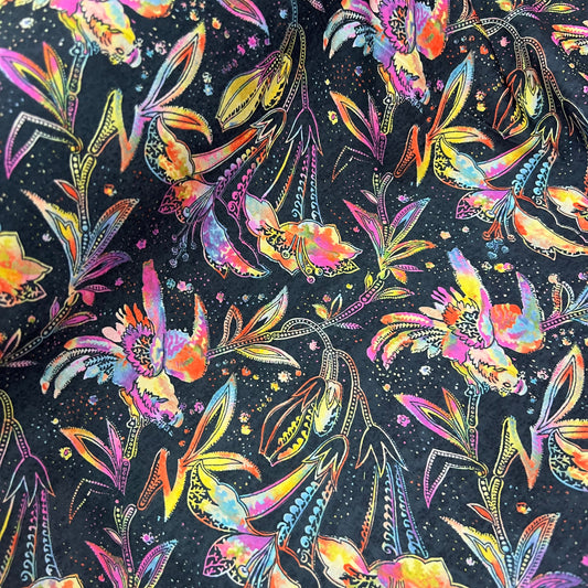 Peach Skin Fabric (58 Inches) - Floral Print Multi Colour Per Metre