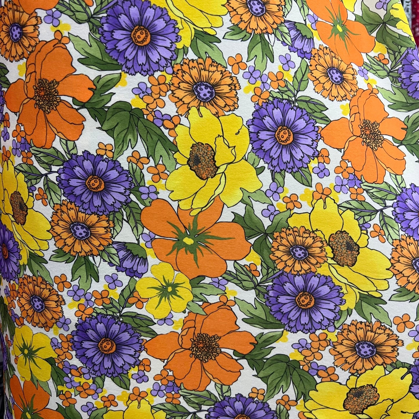 Scuba Stretch Jersey Fabric (58 Inches) - Floral Multi Coloured White Per Metre