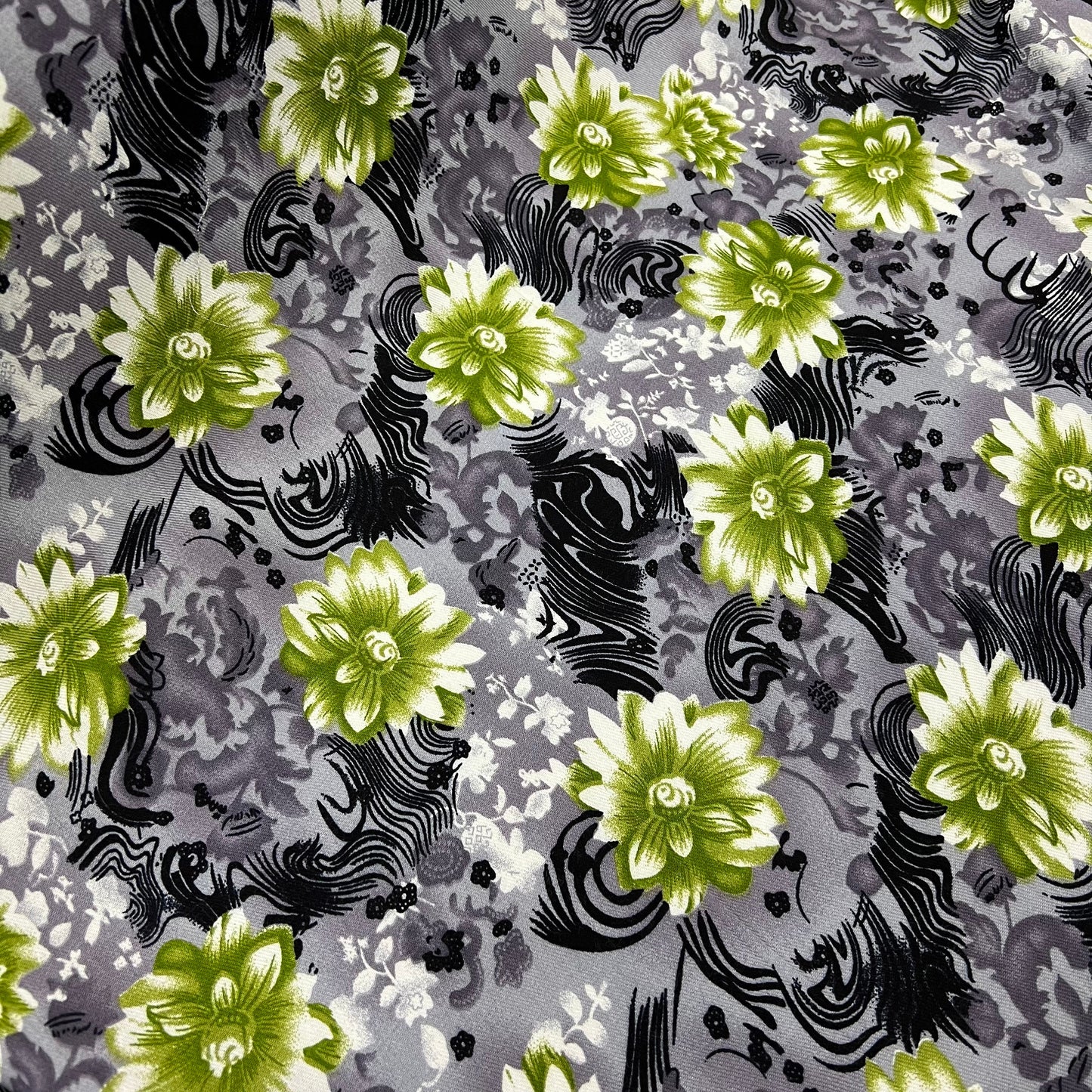 Marina Fabric (58 Inches) - Floral Grey Print Per Metre