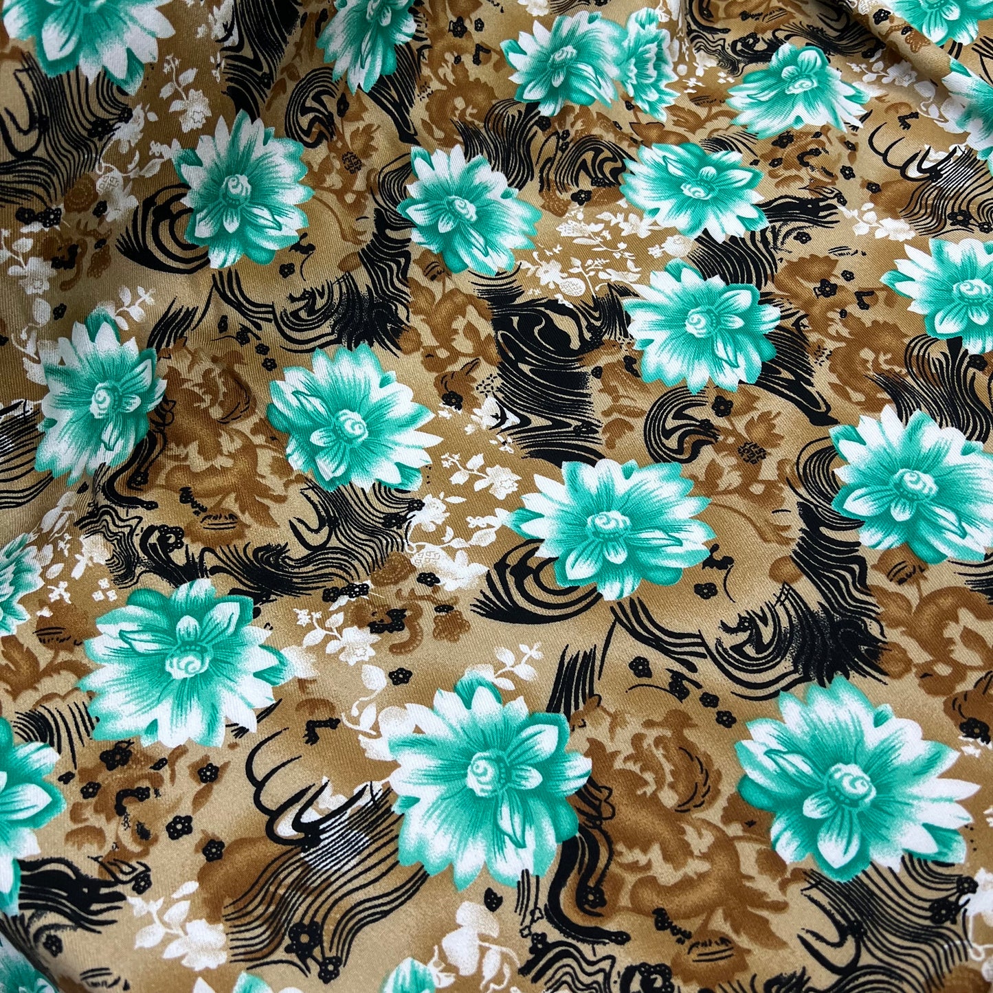 Marina Fabric (58 Inches) - Floral Brown Print Per Metre