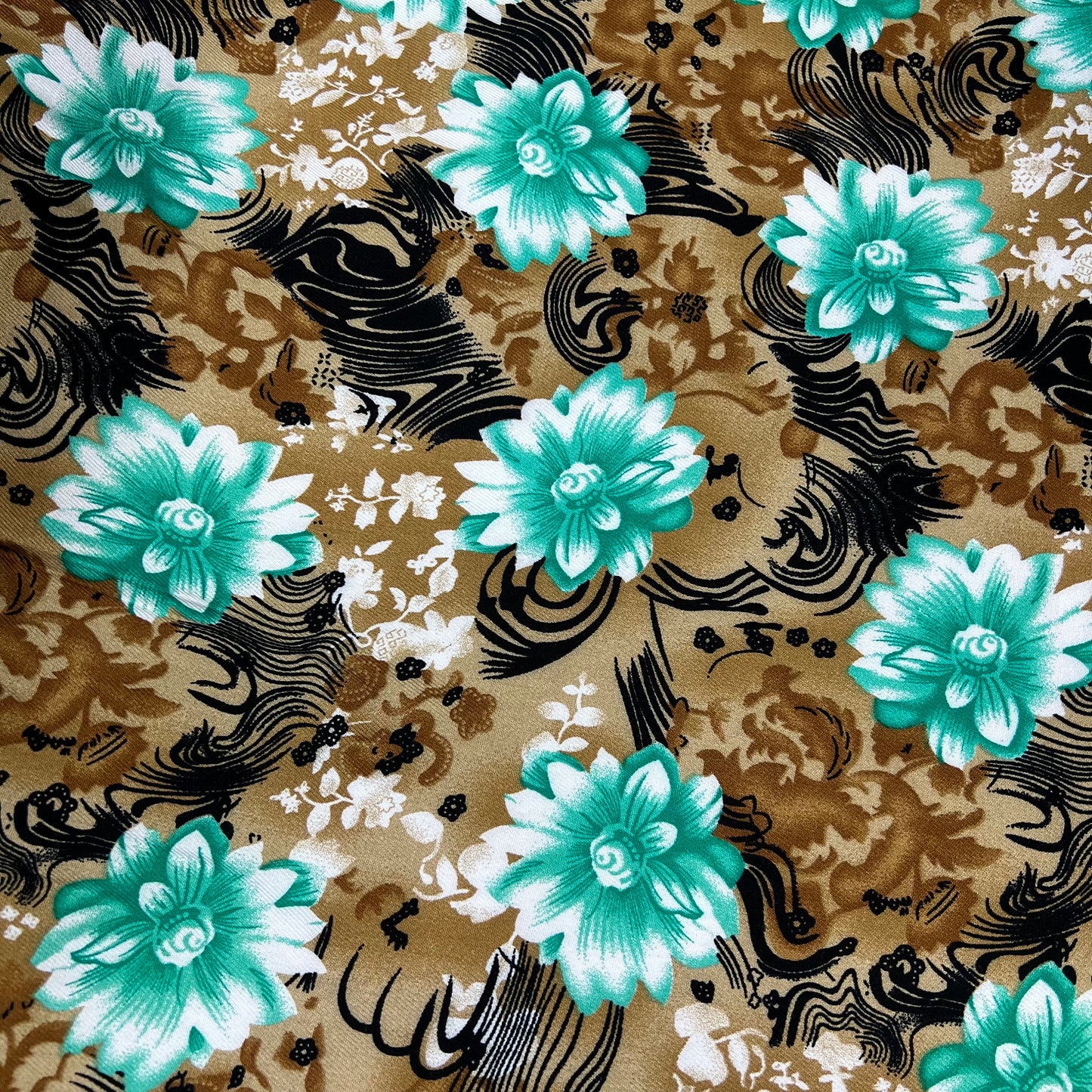 Marina Fabric (58 Inches) - Floral Brown Print Per Metre
