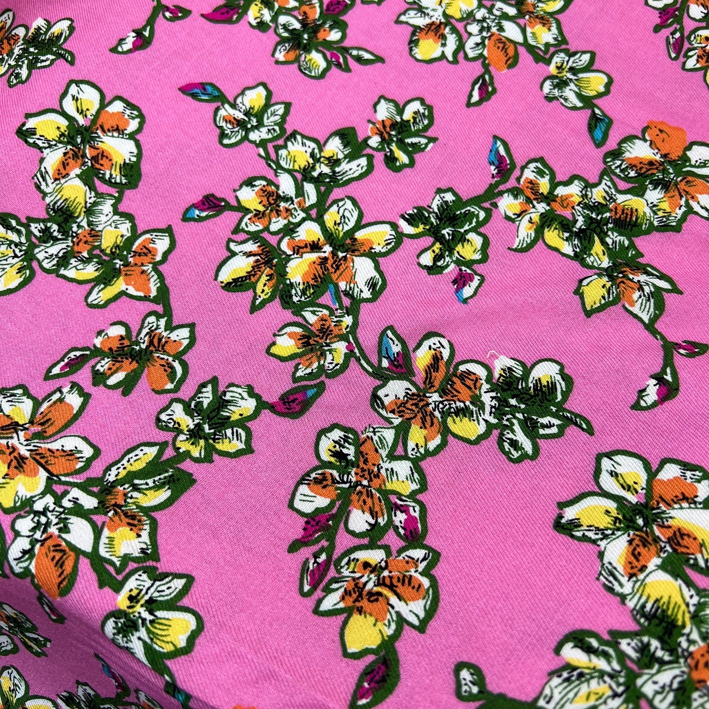 Marina Fabric (58 Inches) - Floral Alpine Pink Print Per Metre