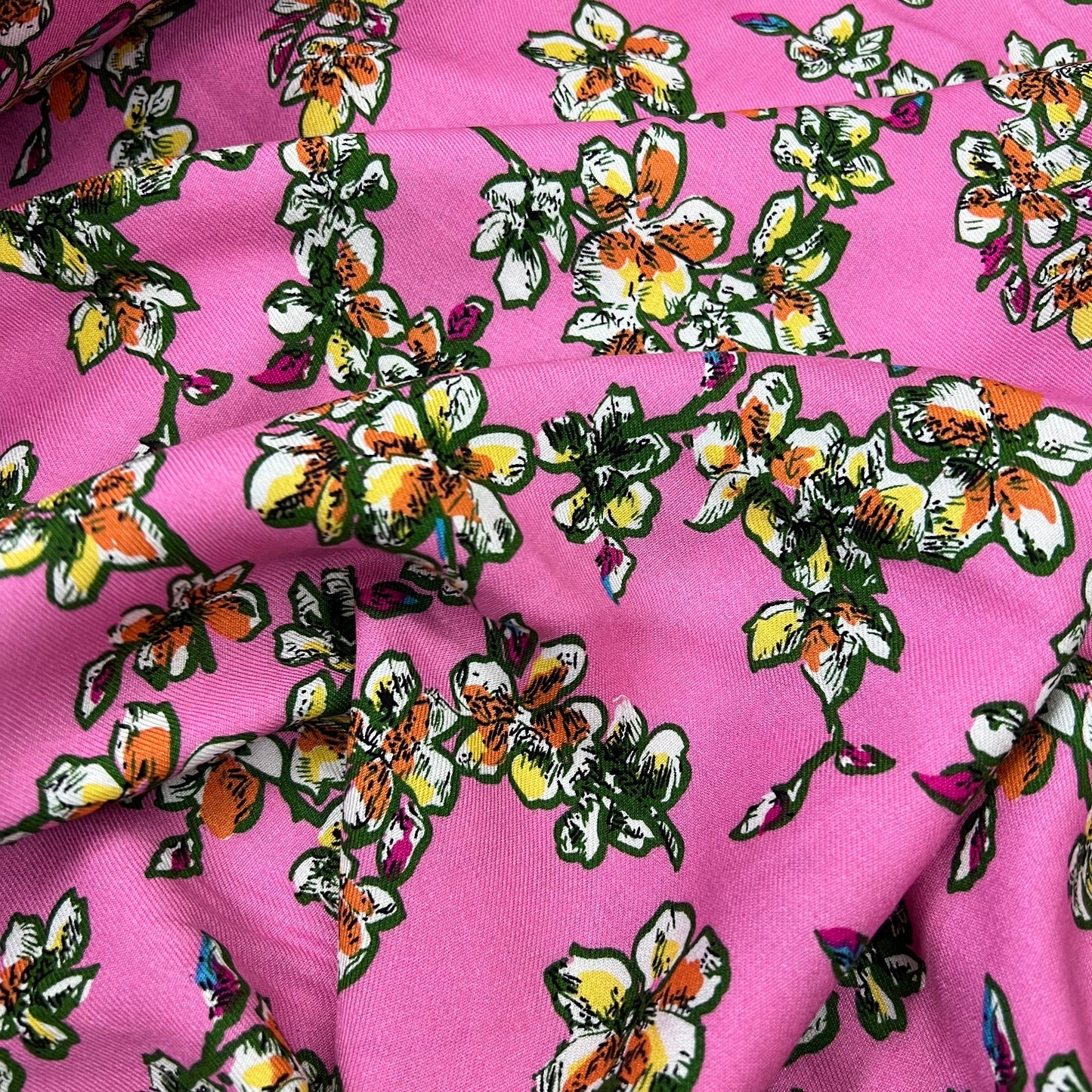 Marina Fabric (58 Inches) - Floral Alpine Pink Print Per Metre