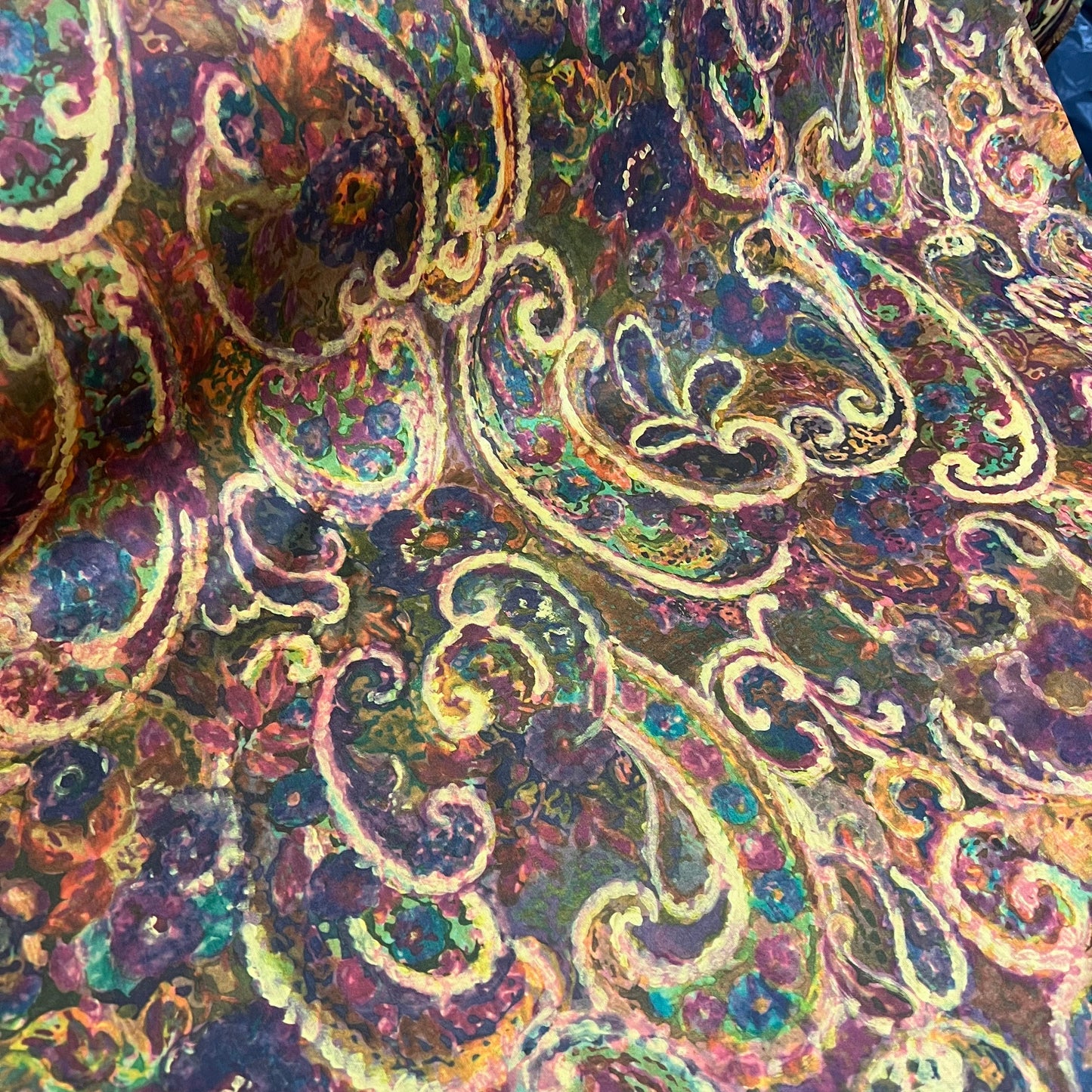 Single Jersey Fabric (58 Inches) - Paisley Multi Coloured Floral 150cm Per Metre