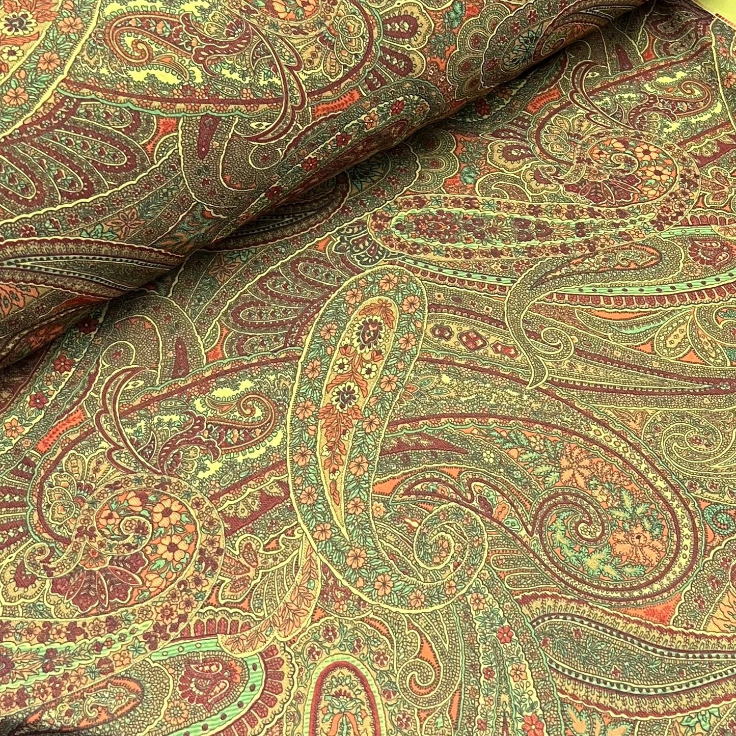 Chiffon Fabric (58 Inches) - Yellow Paisley Per Metre