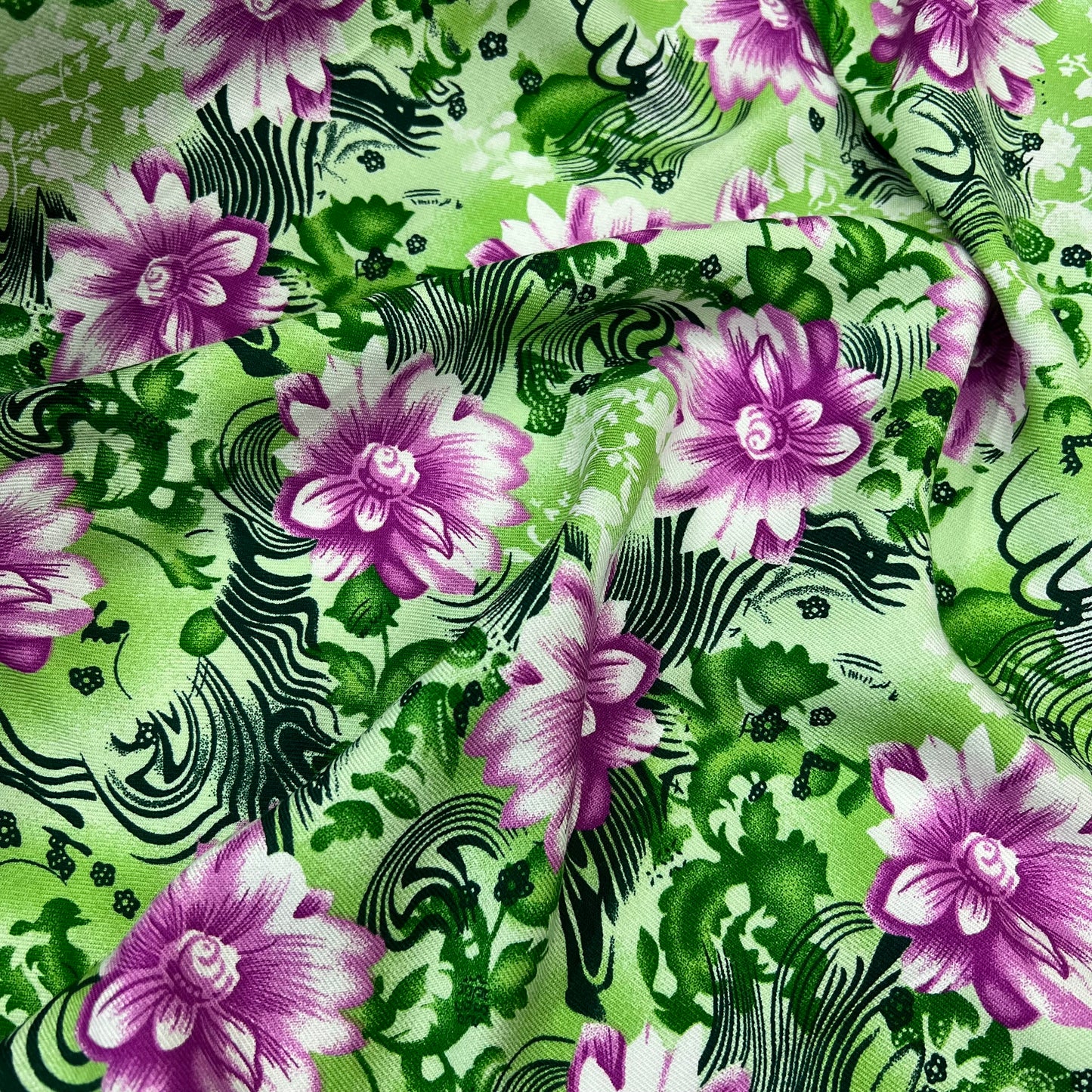 Marina Fabric (58 Inches) - Floral Green Print Per Metre