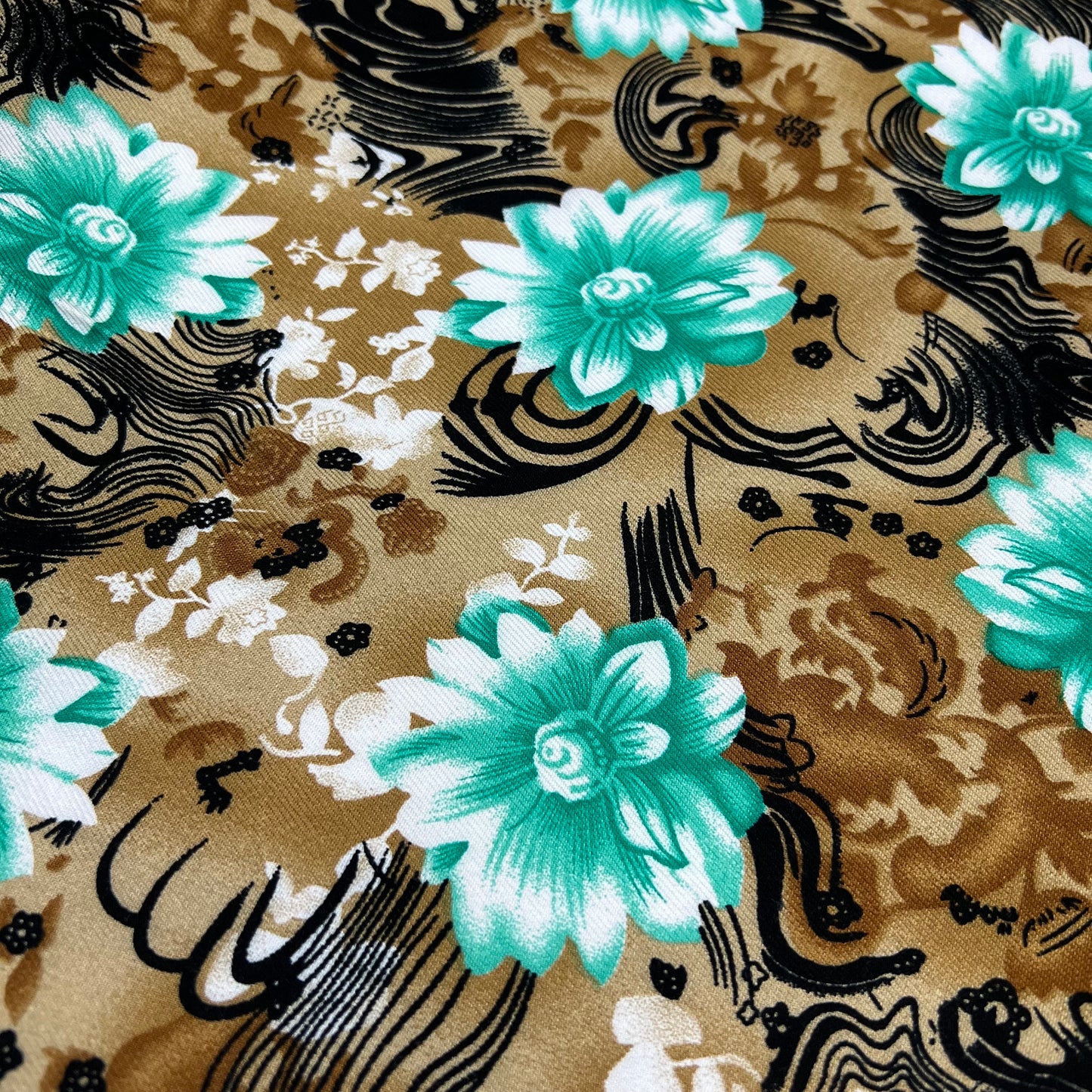 Marina Fabric (58 Inches) - Floral Brown Print Per Metre